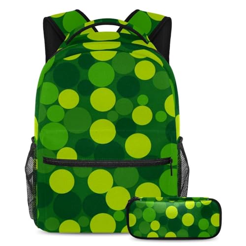 Sac à dos motif géométrique vert et cartable pour organiser vos affaires