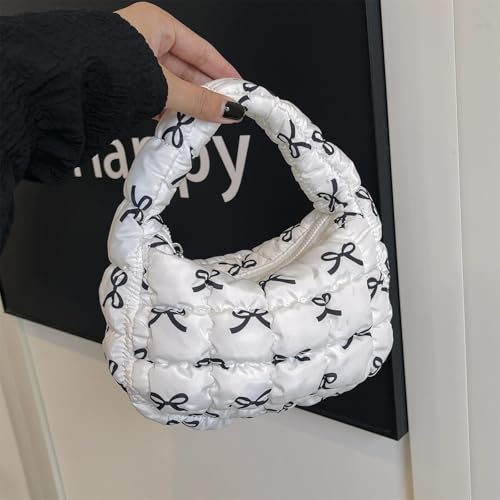 Image of Quilted MINI Handbag and Purses Women Puffer Nylon Hobo Cotton Padded Purse Work Travel Lightweight