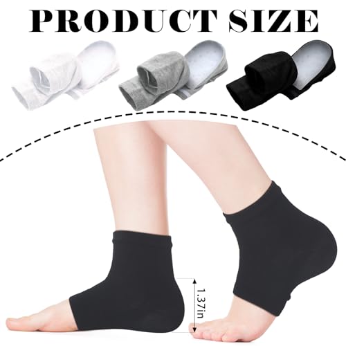 Image of 3 Pairs Height Increase Max Socks Boosters, White, Gray, Black | 3.5 cm, Adult, Height Boosters Socks, Invisible Shoe Heel Pad Lifts, Reusable Half Raised Insole, Men Women