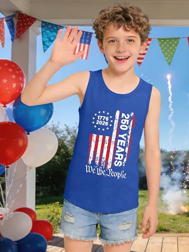 Image of CAZYCHILD Girls American Flag Tank Tops Boys 4th of July Shirts USA Summer Sleeveless Tee Independence Day Outfit 5-14y