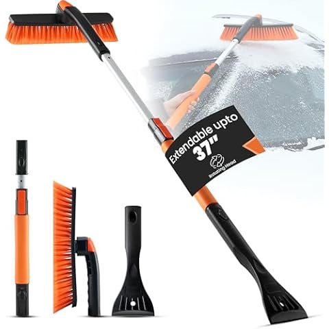 Utopia Home 31" to 37” Extendable Snow Brush for Car and Ice Scrapers for Car Windshield, 360° Rotation Brush Head Snow Broom for Truck and SUVs with Ergonomic Foam Grip Cover