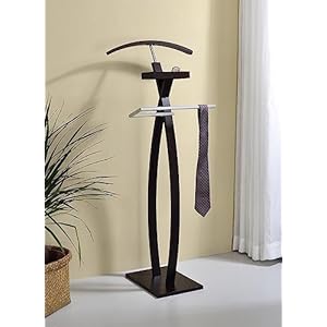 KB Designs – Modern Wood/Metal Suit Tie Valet Stand Rack, Clothing Organizer, Walnut