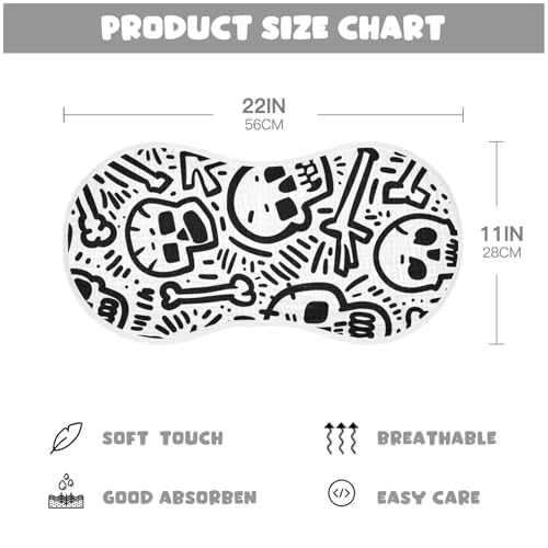 4 Pack Baby Burp Cloths, Soft Absorbent Burping Cloths for Babies, Cotton Milk Spit Up Rags, Large Size for Newborns, Baby Boys and Girls (Cute Skull)4