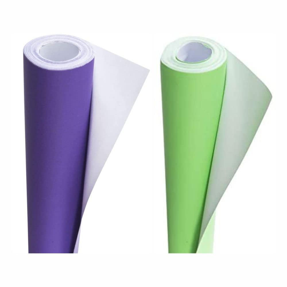 3 Ace Crafts Pack of 2 Display Poster Paper Roll-10M Perfect Ideal for Wrapping, Packing, Wrap Birthday Gifts, Table Runner, Covering, Parcel, School Board- 76cm Width Approx – Purple & Pale Green — image 1