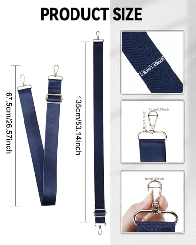 Image of eZAKKA Purse Straps Replacement Crossbody, 1.5 in Wide Purse Strap Crossbody Shoulder Straps Adjustable for Canvas Bag Crossbody Handbag, 10Pcs, Multi-Color