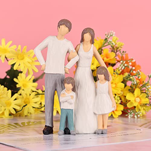Family Figurines Decor Family Of 4 Figurines,Resin Family Figurine Sculpture,Figure Statue,Memorial Gift For Parents,Suitable For Ornament Sculpture For Home Decor Bedroom Living Room Tabletop #TOP4