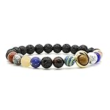 ONLYJUMP Planet Bracelet Solar System Universe Galaxy Bracelet Handmade Natural Stone Bead Bracelet String Adjustable Astronomy Gifts Bangle for Women Men (Planet 2)