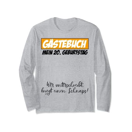 Libro de visitas para fiesta de cumpleaños número 20, hombre y mujer Manga Larga