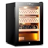★【Design intérieur】L'intérieur est construit avec des étagères en bois de cèdre de haute qualité, dont l'arôme naturel repousse les insectes et enrichit la saveur de vos cigares. L'éclairage LED sur trois côtés et la porte vitrée permettent une visualisation claire de vos cigares sans ouvrir la porte. Compatible avec la plupart des caves à cigares électriques
