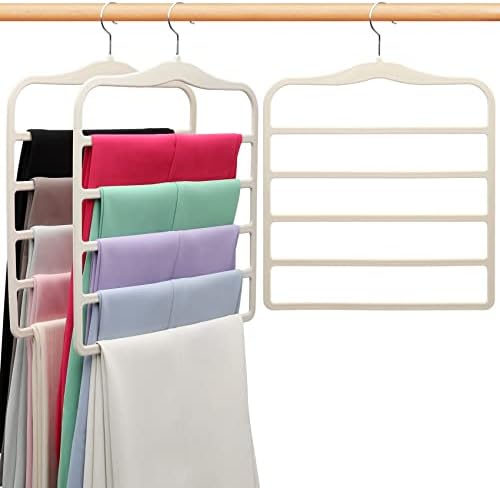 Closet Organizers and Storage,3 Pack Velvet Pants-Hangers-Space-Saving,Non Silp 5 Tier Scarf Jeans Closet Organizer,Dorm Room Essentials for College Students Girls Boys Guys,Organization and Storage