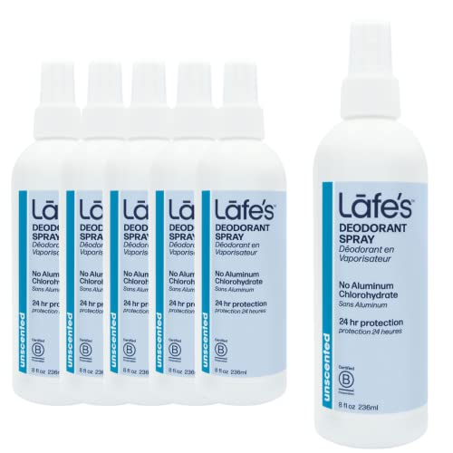 Lafe's Natural Deodorant | Unscented Aluminum Free Natural Deodorant Spray | Vegan & Baking Soda Free | 6 Pack (8 oz each)