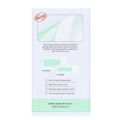 Billie Wax Kit Face & Bikini 32 wax strips 6 postwax serum wipes