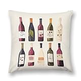 Cute Wines Bottle Throw Pillow Covers Decorative Square Pillowcase Super Soft Plush Pillow Case for Chair Sofa Bedroom Living Room Home Decor 18 