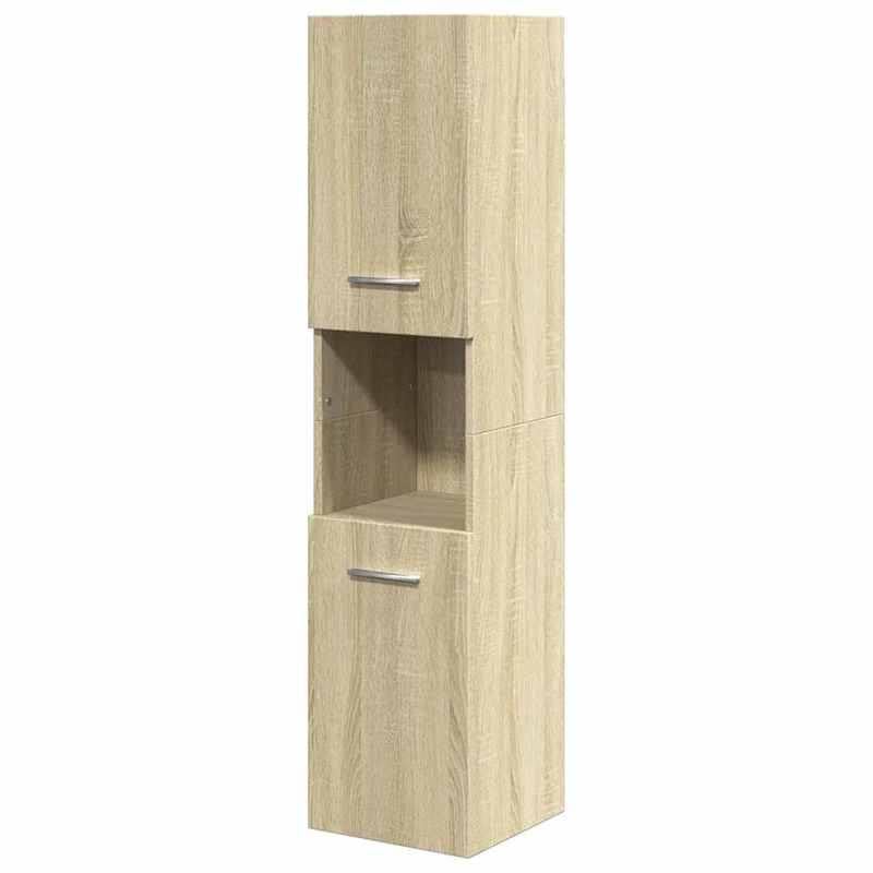 Eleganz Armario de baño de roble Sonoma, 30 x 30 x 130 cm, de material de madera, moderno armario de baño con espacio para lavabo, armario con espejo para baños pequeños