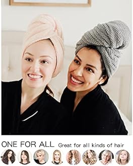 2 Packs Large Microfiber Hair Towels for Women, Super Absorbent & Quick Dry Hair Towel Wrap for Curly Hair Long & Short Hair- Anti-Frizz Hair Turbans for Wet Hair - 27.5''*39.4''