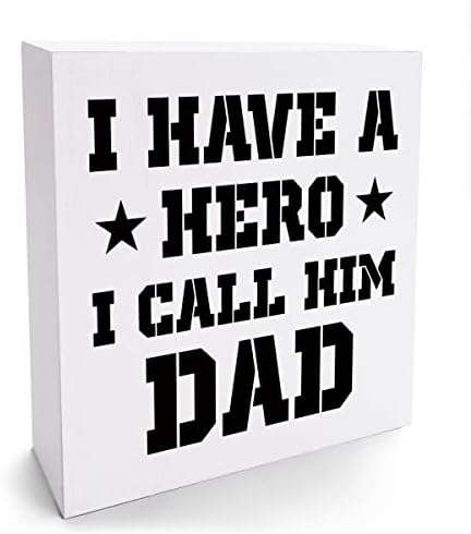 Gifts for Dad New Dad Gifts Desk Decor Wooden Box Sign Rustic Wood Block Plaque Box Sign Fathers Day Christmas Gifts for Him Daddy Papa Shelf Table Decoration 5.1 x 5.1 Inches