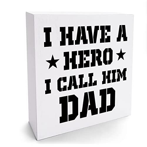 Gifts For Dad New Dad Gifts Desk Decor Wooden Box Sign Rustic Wood Block Plaque Box Sign Fathers Day Christmas Gifts For Him Daddy Papa Shelf Table Decoration 5.1 X 5.1 Inches #TOP23