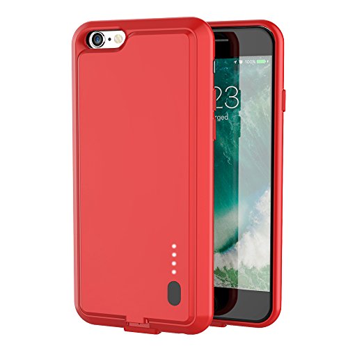iPhone 6S / 6 Battery Case - ZeeHoo Ultra Slim Extended Battery Case with High Capacity 2000 mAh for iPhone 6S / 6-4.7 inch (Build-in Magnetic Metal for Car Phone Mount Holder) (Red)