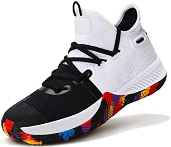 WETIKE Boys Basketball Shoes Non Slip Shoes for Boys Lightweight Girls Basketball Shoes Kids Running Shoes（Big_Kid,5,Vibrant White