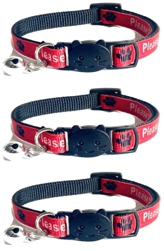 Katzenhalsbänder mit Aufschrift Please Do Not Feed Me/I Am Microchip, sichere Schnellverschluss-Schnalle, ZACAL Katzenhalsbänder, Rot, Bitte Nicht füttern