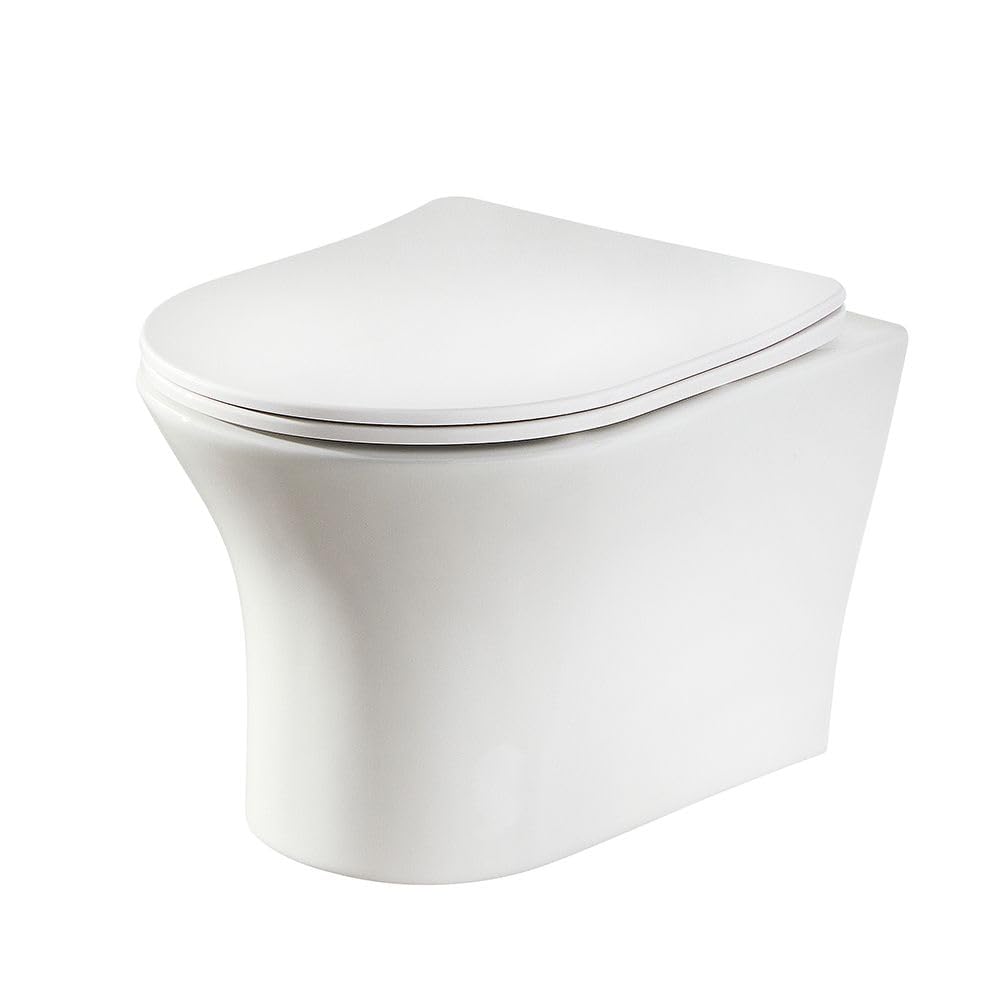 Milano White Marbury Ceramic Wall Hung Toilet Wc Pan Soft Close Seat
