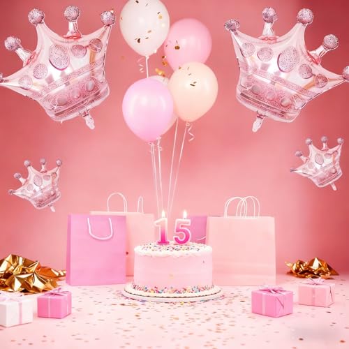 Image of 10pcs Rose Gold Crown Balloons, Rose Gold Crown Foil Balloons, Large Aluminum Foil Balloon With Two Sizes For Birthday Baby Shower King Royalty Theme Party Wedding Bachelorette Engagement Decor