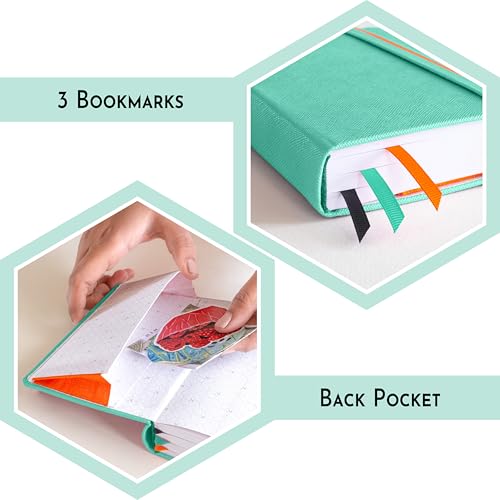 Image of NEORAH -A6 DOTTED | 368 Pages - 110 Gsm | PAGE A DAY JOURNAL (14.8 X 10.5 cm)-Hardcover Dot Grid Notebook |Back Pocket |3 Silk Book Mark - Completely HANDMADE for Journaling,writing - TEAL