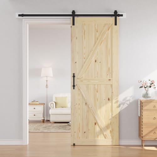 Image of SMARTSTANDARD 36in x 96in Sliding Barn Door with 6.6ft Hardware Included