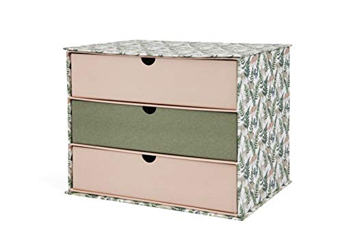 Clairefontaine 115654C - Une Boite de Rangement en Carton Multifonctions - Home Office - 3 tiroirs motif Sapins/Animaux/Nature - A4 maxi - 32x24,5x26,5 cm Papier grain fin, Collection La Vie En Vosges