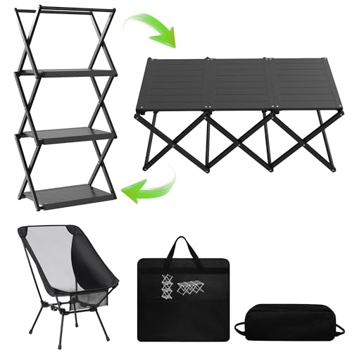 Hsundries 2 in 1 Aluminum Folding Camping Table with Camping