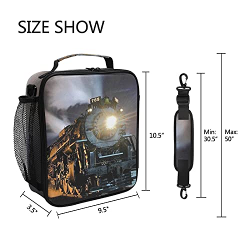 Auuxva Vintage Locomotive Train Kids Lunch Bag | Retro Train Leakproof School Lunch Box For Kids Boys, Girls | Thermal Cooler Bag With Shoulder Strap | Insulated Lunch Tote For Work Office Picnic #TOP4