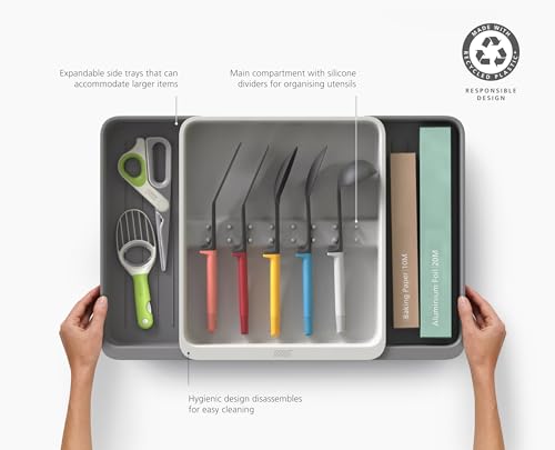 Image of Joseph Joseph DrawerStore Expanding Utensil and Gadget Organizer, Expandable Tray for Kitchen Drawer, Recycled Plastic