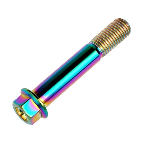 Image of Titanium Bolt M12 30 35 40 45 50 55 60 65 70 75 80 85 90mm Hex Small Flange Head for Motorcycle Car Modification Pack of 4 (M12x75mm Pitch 1.25, Multicolored)
