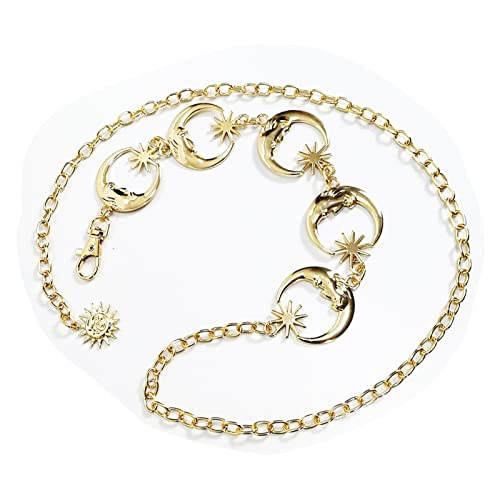ZJchao Moon Metal Waist Chain Belt Fashionable Decorative Robust No for Women