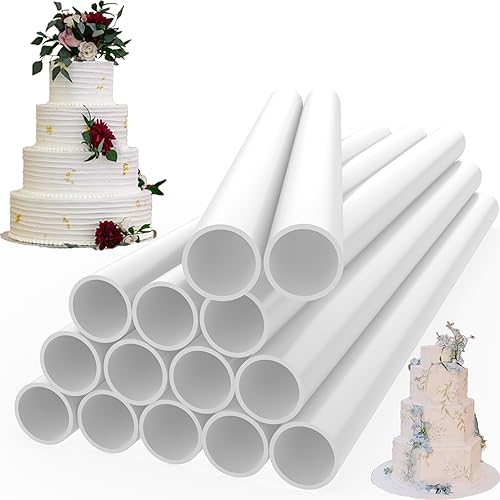 Olicky 14 Pcs Plastic Cake Dowels, 9.5 Inch White Plastic Cake Supports Rods