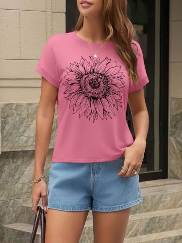 Image of UNCLECAT Womens Crop Tops Loose Fit Cap Short Sleeve Summer Tee | Crew Neck, Solid Color, Graphic, Casual, Going Out, Trendy Outfits, Fashion Clothes, Daily Wear, Work, Vacation