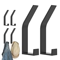 UKQRRTC Coat Hooks Heavy Duty Punch Wall Hooks with Mounting Accessories Rustproof Robe Hooks 50 Pounds(Max) Wall Mounted Coat Hanger for Hanging Towel Backpack Key Clothes Hat (6Pcs), Black