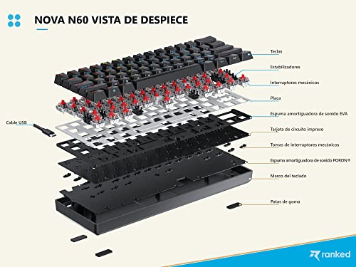 Teclado mecánico retroiluminado RGB Ranked N60 Nova compatible con Mac y PC 3