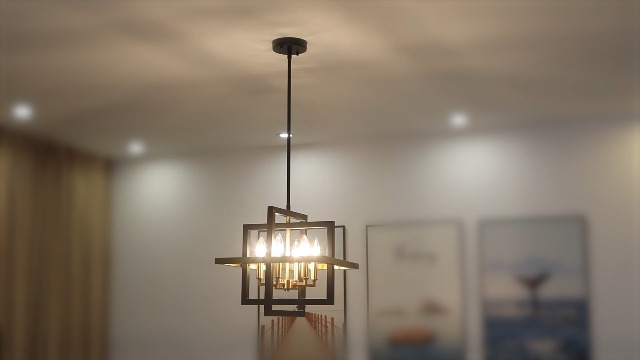 SJCCDSGS Small Black and Gold Chandelier- 6 Lights Geometric