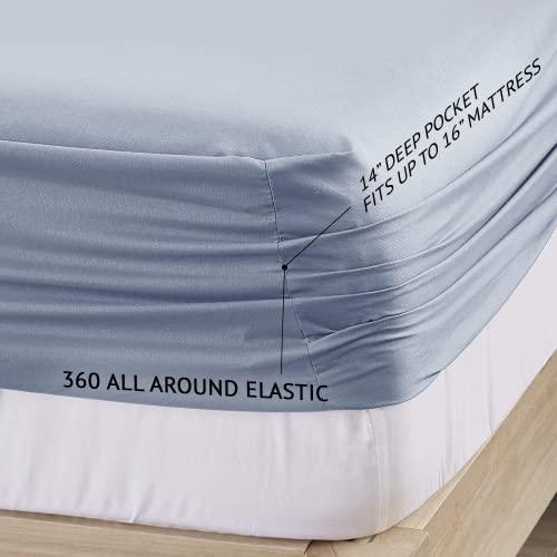Comfort Spaces King Cooling Sheets, Moisture Wicking Coolmax Sheets, Soft, Colorfast Sheet Set, Cooling Bed Sheets For Hot Sleepers, Elastic Deep Pocket Fits Up To 16" Mattress, King Blue 4 Piece #TOP2