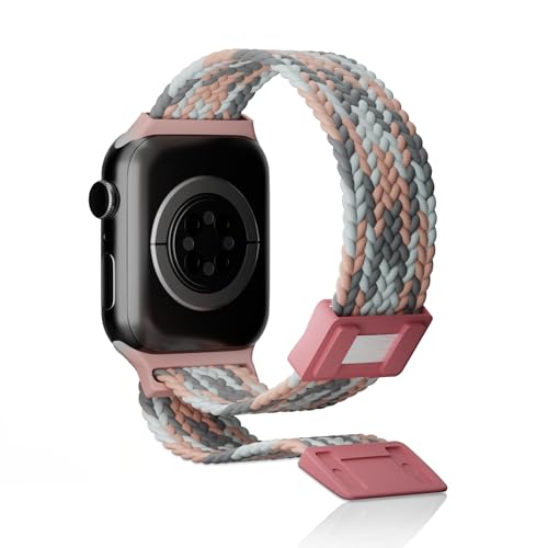 Image of Braided Stretchy Adjustable Straps Compatible for Apple Watch Band 38mm 40mm 41mm 42mm 44mm 45mm 46mm 49mm Women Men,Nylon Magnetic Buckle bands for iWatch Series 10 9 8 SE 7 6 5 4 3 Ultra 2 /1