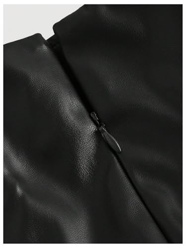 WDIRARA Women's Plus Size PU Leather Split Hem Grommet Eyelet Skirt Bodycon A Line Mini Skirt4