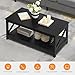 Yaheetech Wood 2-Tier Black Coffee Table with Storage Shelf for Living Room, X Design Accent Cocktail Table, Easy Assembly Home Furniture, 39.5 x 20 x 18 Inches