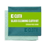E-Cloth Microfiber Window Cleaning Cloth Kit - Glass Cleaning Cloth for Windows, Mirrors, Cars, Lenses, Eyeglasses, & More, Streak Free Clean, Machine Washable Reusable Towel - Green