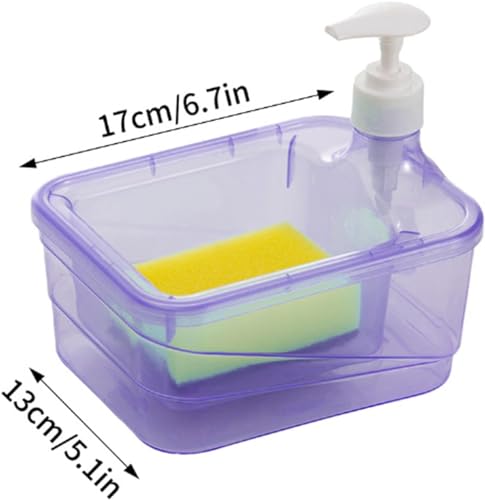 Image of Soap Dispenser and Scrubber Holder Soap Liquid Pump Bottle, 2 in 1 Dish Soap Dispenser and Sponge Holder Gadgets Sponge Included (Multi Colour)