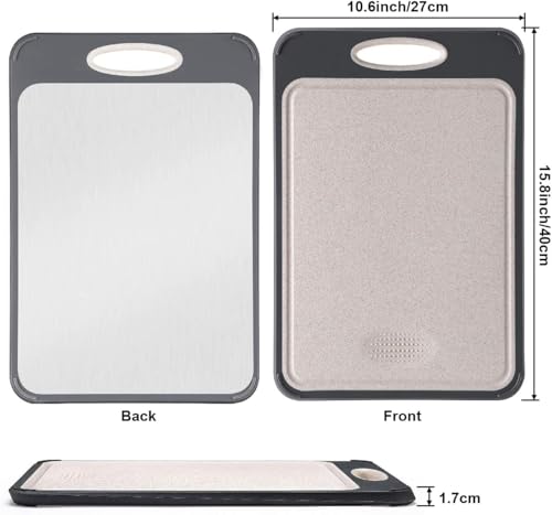 image for GUANCI Cutting Board for Kitchen, Stainless Steel Cutting Board Double
