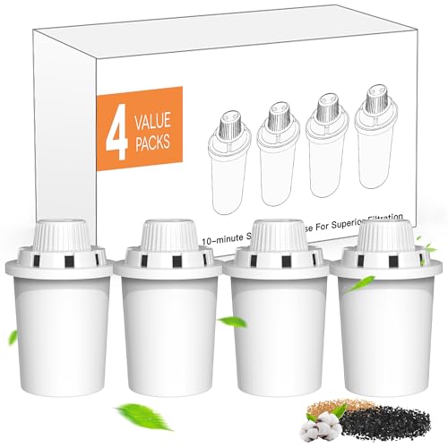 Replacement Filters 4 Packs for Lesotc Dog Fountain, Water Filter, for Stainless Steel Pet Fountain for Large Dogs- Vertical Filtration for D2223,D2322,D2340,D2341,D2419 Lasts Two Months