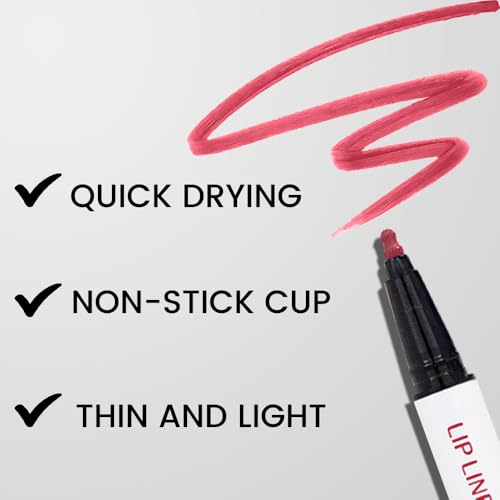 Image of evpct Longwear Liquid Lip Liner Stain Marker Pen Long Lasting Waterproof, Pink Red Matte Semi Permanent 24 Hour Lip Liner and Lipstick Combo, Korean Color Stay Lipliner All Day, Lips Stain peel off