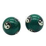 1.4'' Health Hand Balls Cloisonne Exercise Stress Balls Craft Collection (Taiji Green, s)