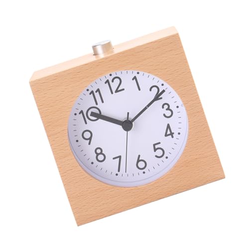 ARTSEWPLY 木製正方形置き時計 ブナ材使用 静音アラームクロック 夜間ライト付き スヌーズ機能搭載 小型ポータブル目覚まし時計 オシャレで寝